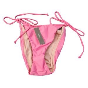 J. Crew Pink Cheeky String Bikini Bottom Beads NWT Tags Womens Size M